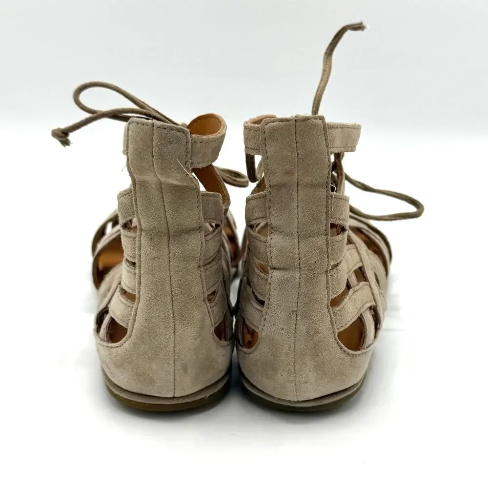 Gentle Souls Beige Suede Gladiator Sandals 6 Renaissance Ren Faire Lace Up